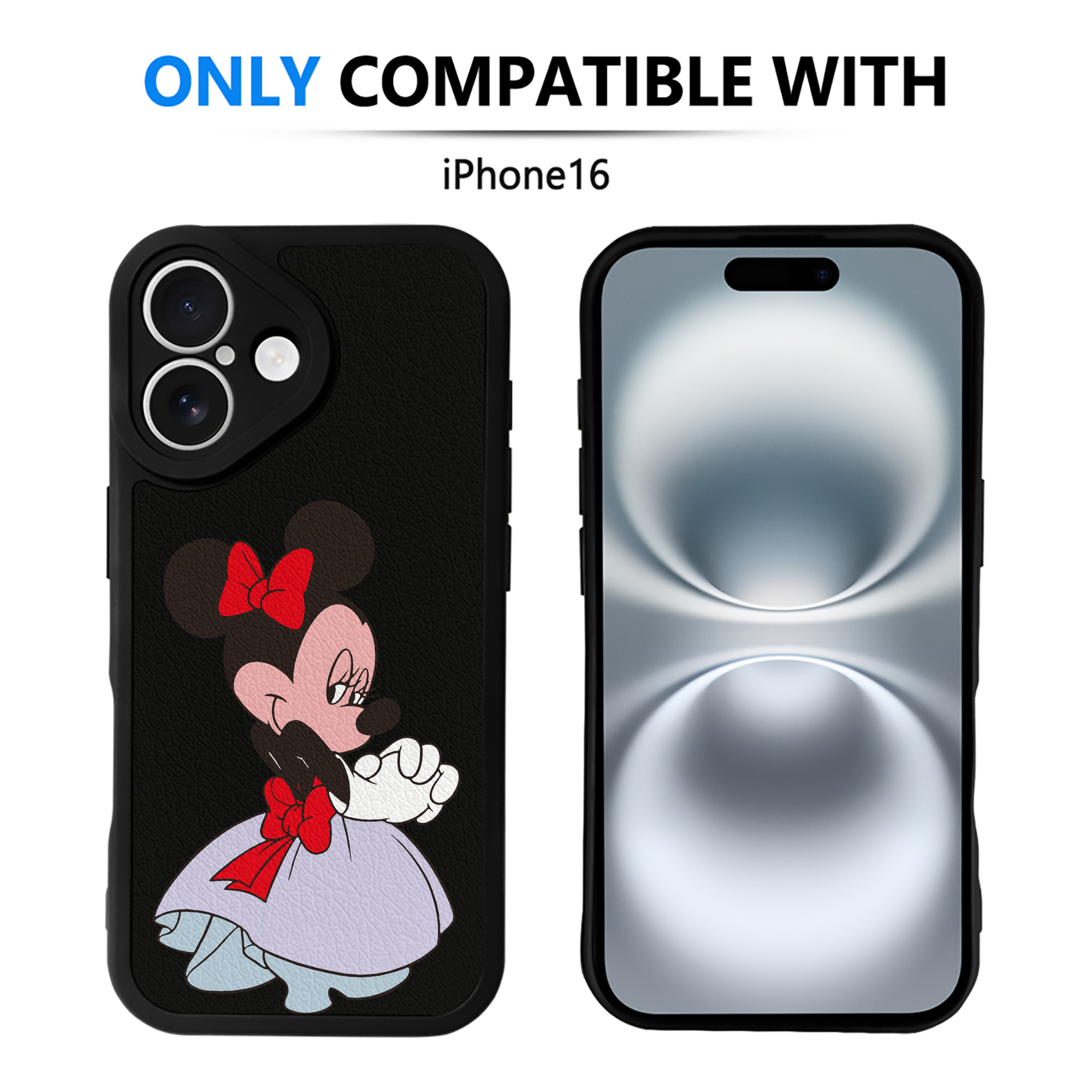 （画像用） ミッキーマウス Mickey Mouse 【iPhone 16シリーズ対応】シリコンスマホケース（レザー調） 材質：シリコン